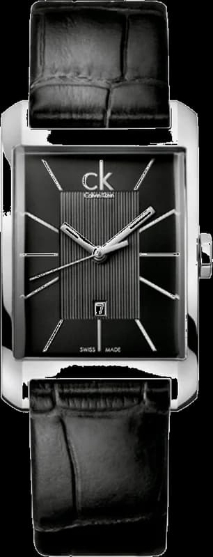 Montre Femme Calvin Klein Window K2M23107 cadran gris quartz bracelet cuir noir