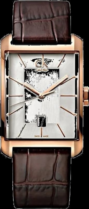 Montre Homme Calvin Klein Swiss Made K2M21620 quartz cadran argenté bracelet cuir marron