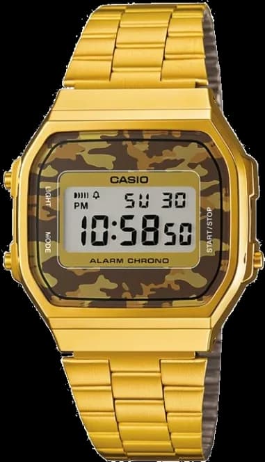 Montre Casio A168WEGC-5EF en Métal Doré et Cadran Camouflage Marron