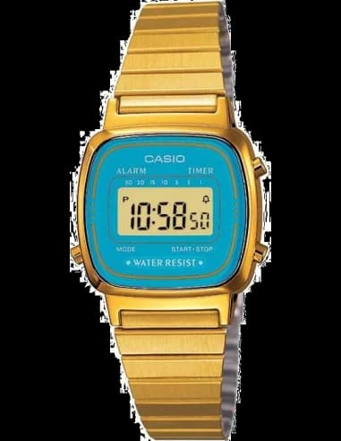 Montre Casio LA670WEGA-2EF Acier Doré et Cadran Turquoise