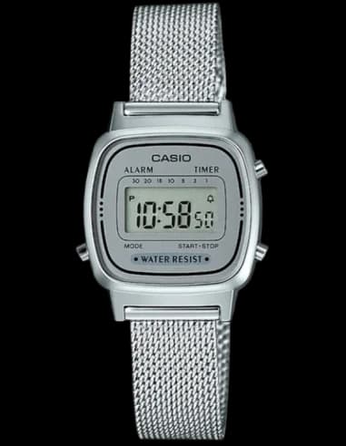 Montre Casio LA670WEM-7EF Maille Milanaise Argentée
