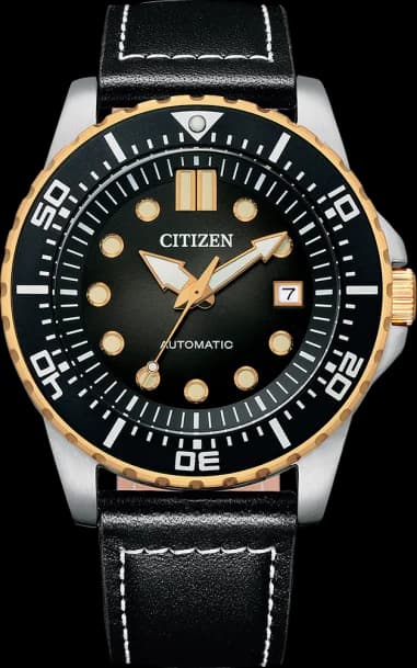 Citizen NJ0176-10E Automatic Sport Men's Watch Black Dial Leather Strap