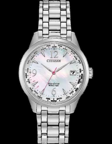 Montre femme Citizen Eco-Drive bracelet argenté avec cadran en nacre