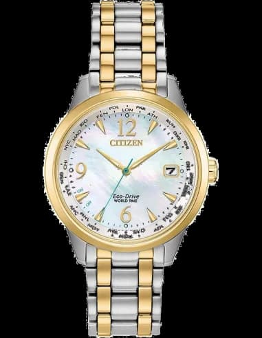 Montre femme Citizen Eco-Drive bracelet bicolore avec cadran en nacre