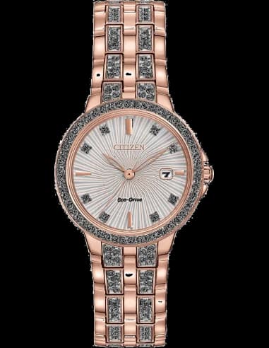 Montre femme Citizen Eco-Drive cristal silhouette en acier inoxydable avec cristal et cadran bicolore