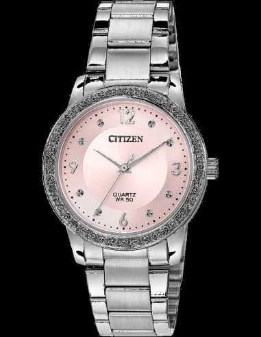 Montre femme Citizen Quartz en acier inoxydable argenté et cristaux