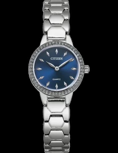 Montre femme Citizen Quartz en acier inoxydable argenté avec cadran bleu