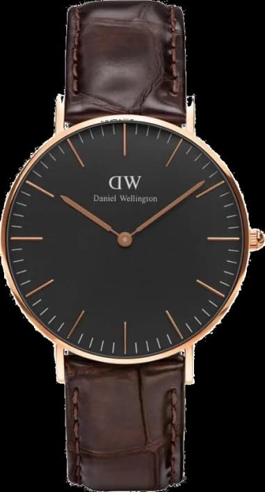 Daniel Wellington DW00100140 Classic Black York Women's Watch Brown Leather Strap