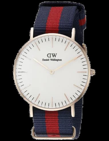 Montre Daniel Wellington Classic Oxford 0501DW Bracelet rouge et bleu foncé en tissu