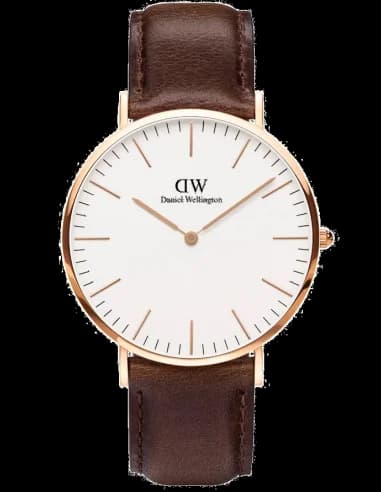 Montre Daniel Wellington DW00100009 Classic Bristol 40mm en Acier Argenté et Cuir Marron