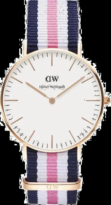 Daniel Wellington DW00100034 Rose Gold Stainless Steel Watch with Tricolour NATO Strap