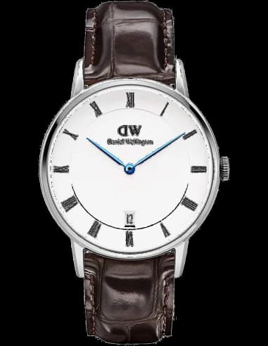 Daniel Wellington DW00100097 Polished Stainless Steel and Brown Leather Men's Watch