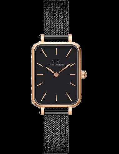 Daniel Wellington DW00100433 Quadro Rectangular Milanese Mesh Black Women's Watch