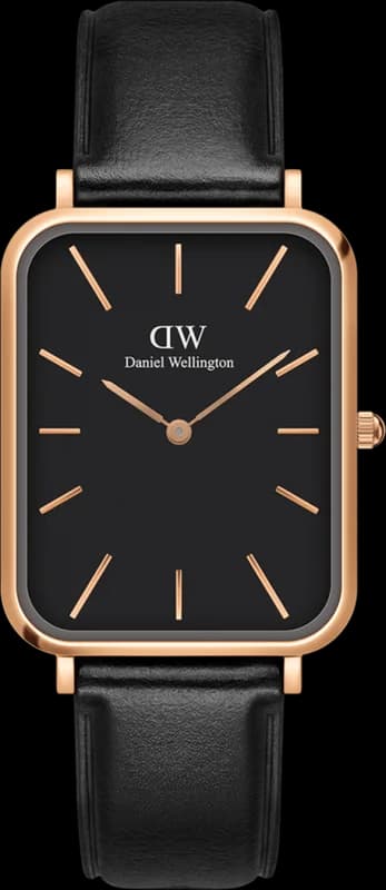 Daniel Wellington DW00100449 Rose Gold Rectangular Case Black Leather Women's Watch