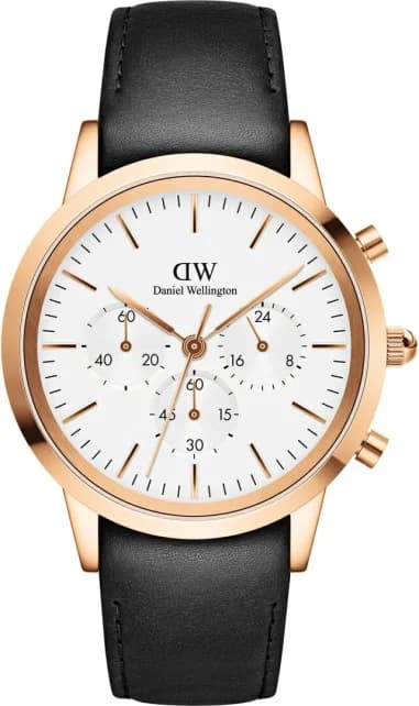 Daniel Wellington DW00100646 Chronograph Rose Gold Stainless Steel and Black Leather Men's Watch