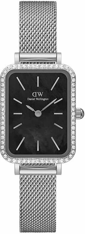 Daniel Wellington DW00100667 Quadro Lumine Silver Stainless Steel Black Dial Women's Watch