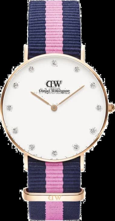 Montre Femme Daniel Wellington Classy Winchester DW00100077 bracelet rose et bleu foncé en tissu