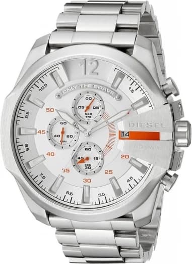 Diesel DZ4328 Silver Stainless Steel Men's Watch with Orange Details