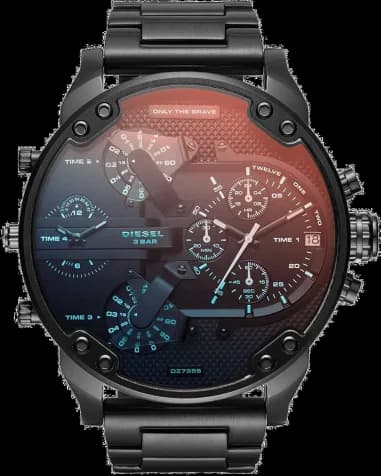 Diesel DZ7395 Black Stainless Steel Men's Watch with Copper Details Multi-Timezone