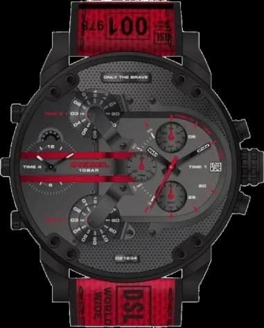 Diesel DZ7438 Chronograph Red Silicone Strap Men's Watch