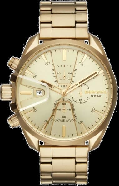 Diesel DZ4475 Gold Stainless Steel Men's Watch with Blue Dial and Brown Leather Strap