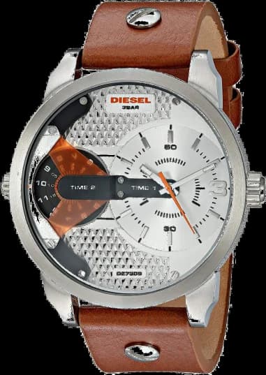Diesel DZ7309 Black Leather Strap Men's Watch with Multi-Display Dial