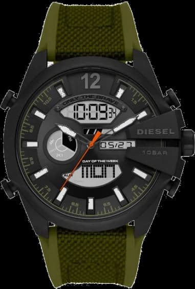 Diesel DZ4549 Men's Watch Green Nylon and Silicone Strap Multifunction Dial