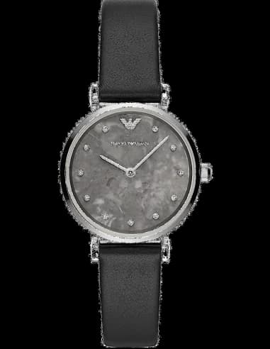 Montre Emporio Armani AR11171 Bracelet Cuir Noir et Cristaux Swarovski