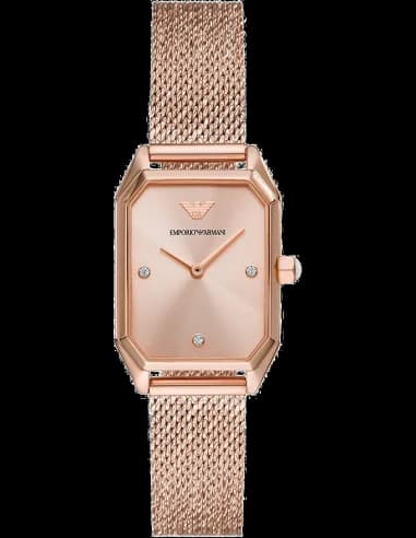 Montre Emporio Armani AR11347 Gioia à Boîtier Rectangulaire et Maille Milanaise