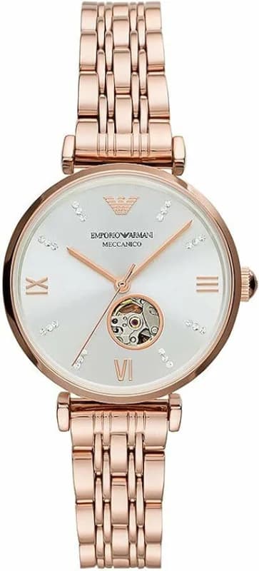 Emporio Armani AR60023 Gianni T-Bar Automatic Skeleton Stainless Steel Women's Watch