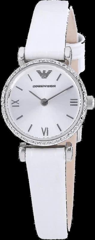 Montre Femme Emporio Armani New Retro AR1686 Bracelet fin en cuir blanc