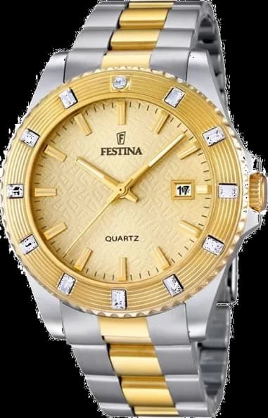 Montre Femme Festina F16688/2 Acier Bicolore et Pierres Zircon