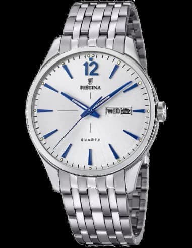 Montre Festina F20204/1 avec Bracelet en Cuir Noir et Cadran Argenté à Petite Seconde