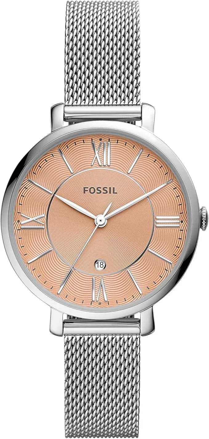 Fossil Jacqueline ES5089 Women's Stainless Steel Watch with Date and Grid
