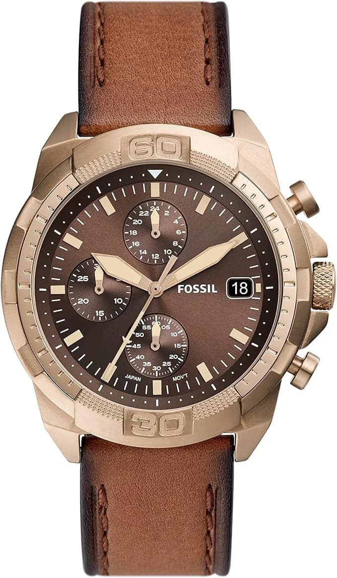 Fossil FS5857 Bronson Brown Dial Leather Strap Men's Watch