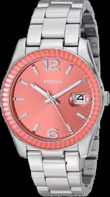 Montre Femme Fossil ES3729 Rose à Lunette Crantée