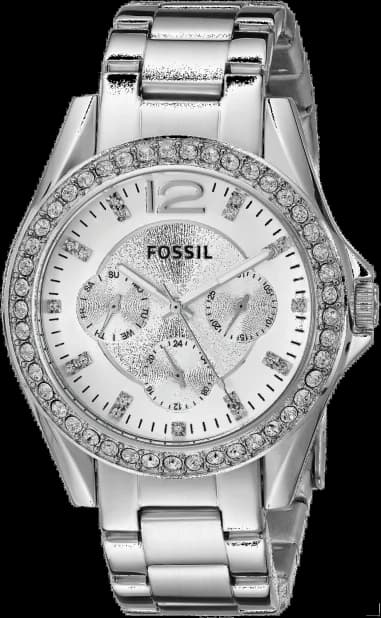 Fossil ES3202 Silver Stainless Steel Women's Watch with Crystal-Set Dial