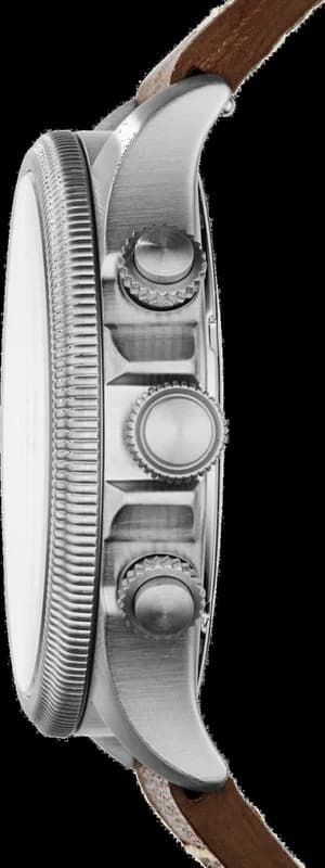 Montre Homme Fossil Recruiter GMT FS5043 bracelet coutures blanches et clous