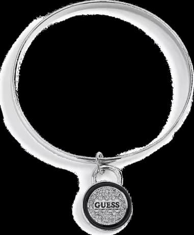 Bracelet Guess argenté plaque ronde logo incrusté de cristaux