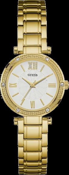 Montre Femme Guess Boîtier doré de 30 mm W0767L2 Bracelet en acier inoxydable doré Quartz