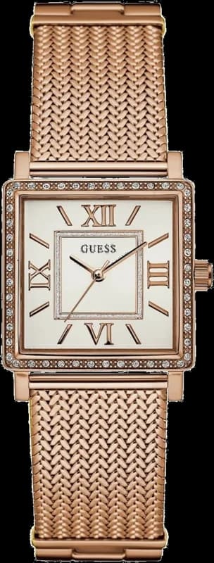 Montre Femme Guess Boîtier en or rose W0826L3 Cadran blanc Bracelet en maille or rose