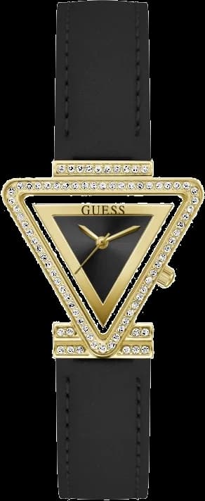Guess GW0504L5 Fame Black Leather Strap Triangle Case Rhinestone Women's Watch
