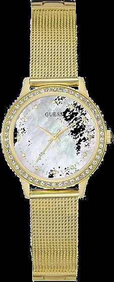 Montre Femme Guess Gold-tone Case W0647L3 Nacre Cadran doré Bracelet Mesh Quartz