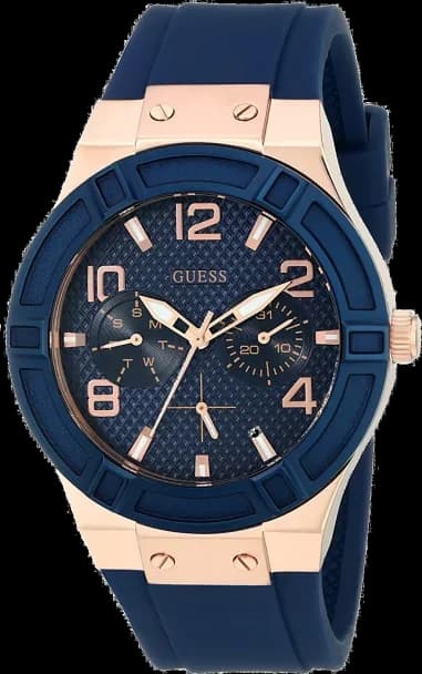 Montre Femme Guess Jet Setter W0571L1 Silicone Bleu et Acier Rose Gold