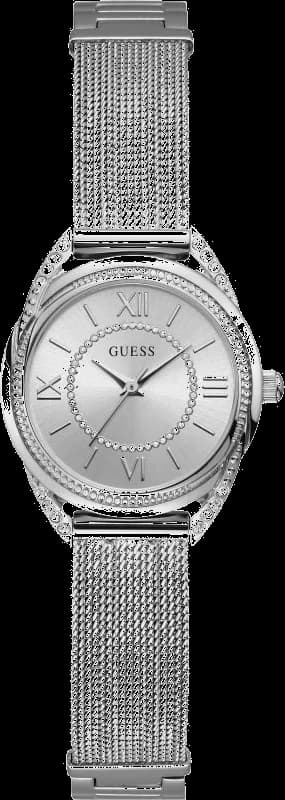 Montre Femme Guess Silver Tone 27mm Case W1084L1 Cadran argenté Bracelet en maille à quartz