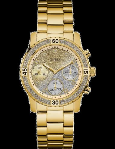 Montre Femme Guess W0774L5 en acier doré jaune et cristaux
