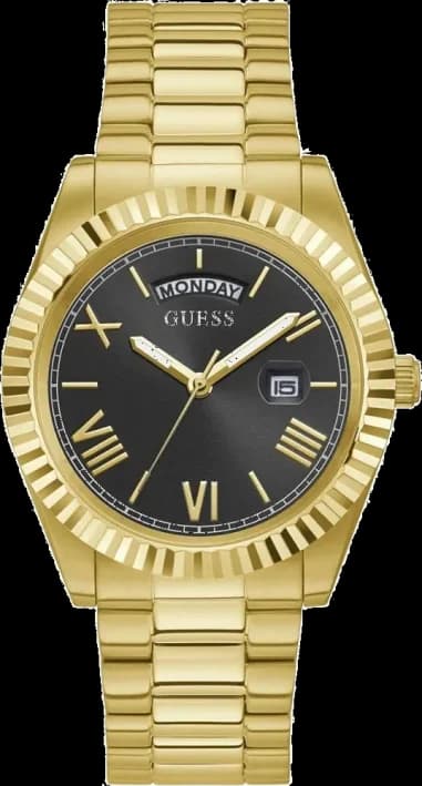 Montre Homme Guess Connoisseur GW0265G3 bracelet acier doré cadran noir