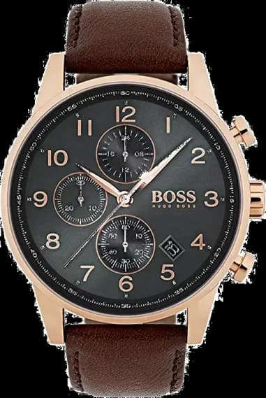 Montre Hugo Boss 1513496 Navigator Chronographe en Acier et Cuir Marron