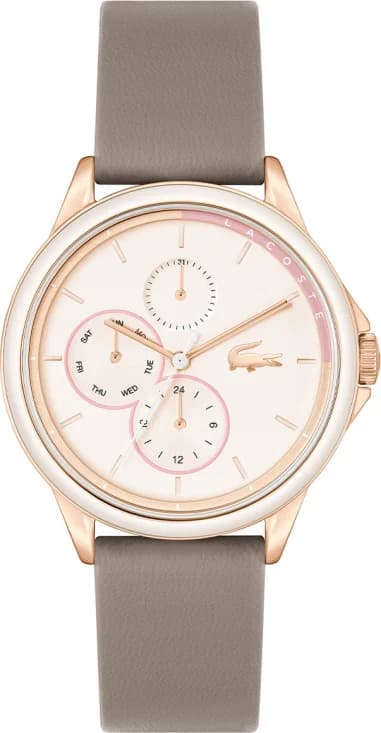 Lacoste Skyhook 2001339 Women's Watch Brown Leather Strap Multifunction Dial