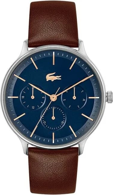 Lacoste Club 2011227 Men's Watch Brown Leather Strap Multifunction Dial
